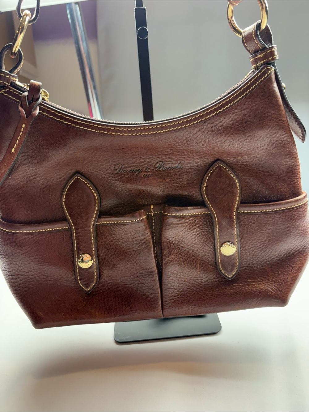Dooney & Bourke Rich Brown Leather Shoulder Hobo
